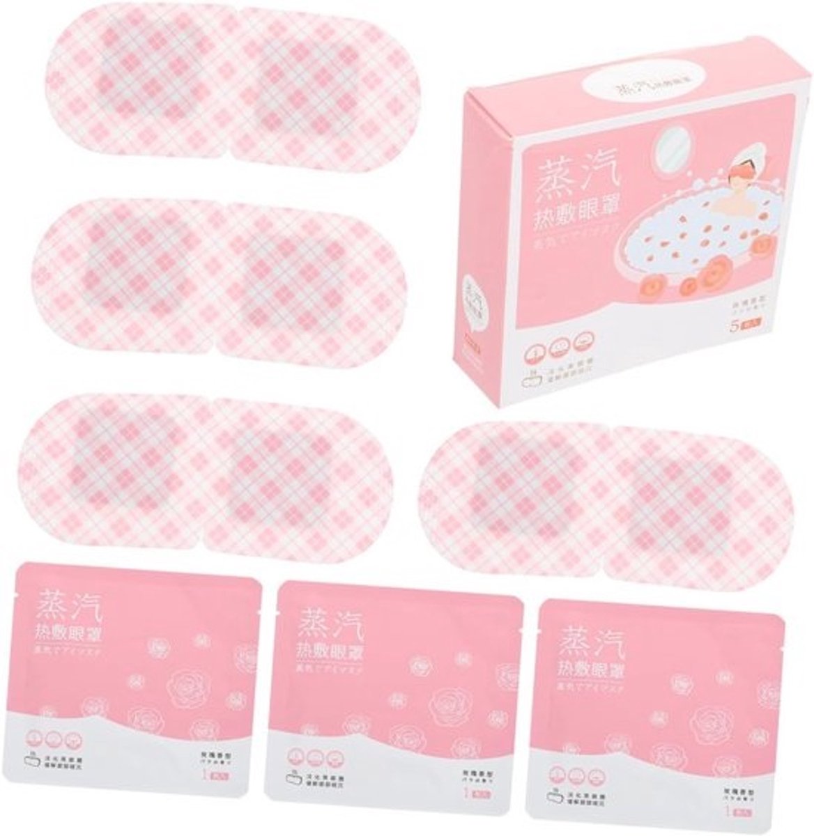 Stoom oogmasker - Warme oogcompressen - Ontspanning thuis - Zelfverwarmend effect - 19x8 cm - Roze