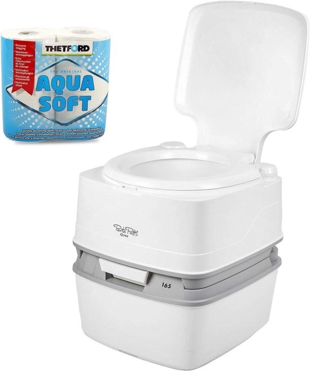 Draagbaar Toilet - Kampeer Toilet - Outdoor Activiteiten - Natuurlijke Zithoogte - 42.7 cm Hoog - Wit