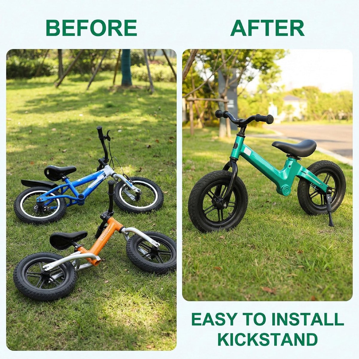 Kinderfiets Standaard - 12 inch - fietsstandaard - aluminium standaard voor kinderfietsen - fiets zijstandaard standaard - mountainbike standaard - met antislipmat - universele pasvorm - fietsaccessoires - eenvoudig te installeren - zwart – foto 2