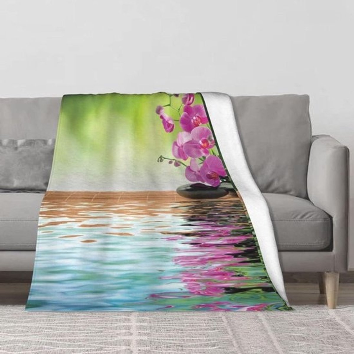 Flanellen Deken - Plaid - Koude Dagen - Lichtgewicht - 200 cm x 150 cm - Orchidee Bloem