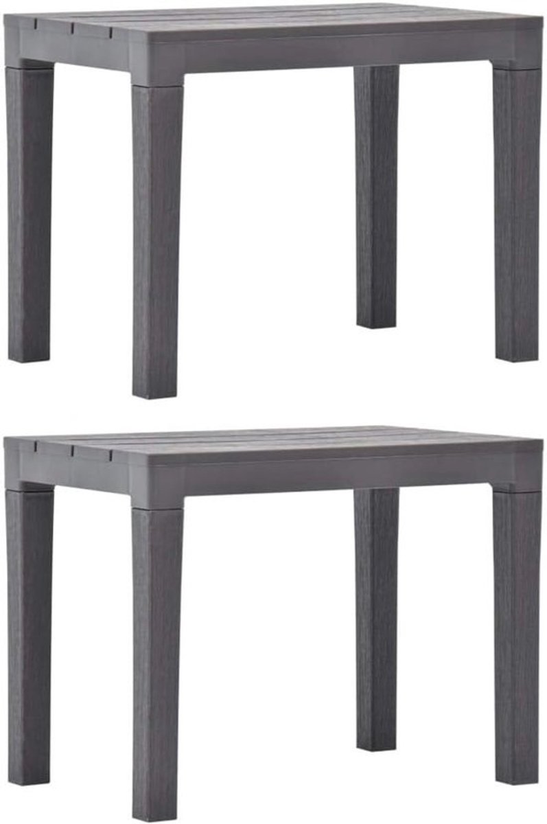 Tuinbank Set - Kunststof Bankjes - Buiten Zitten - Weerbestendig Houtlook - 60 cm Breed - Mokka