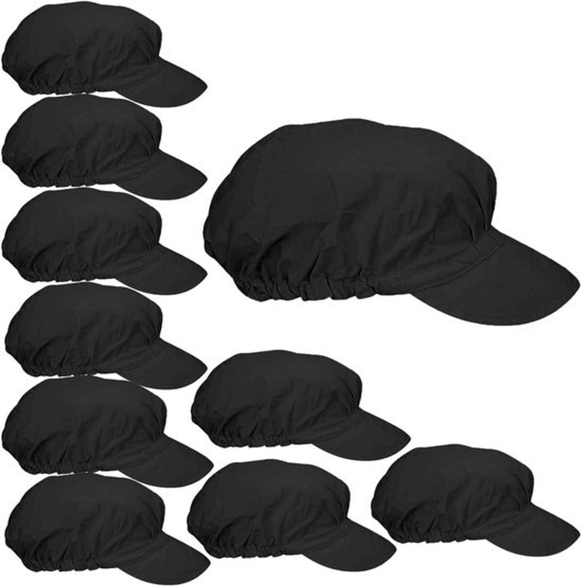 Koksmuts Visor - Chef Hoed - Keuken Werk - Elastische Pasvorm - 10 Stuks - Wit Grijs