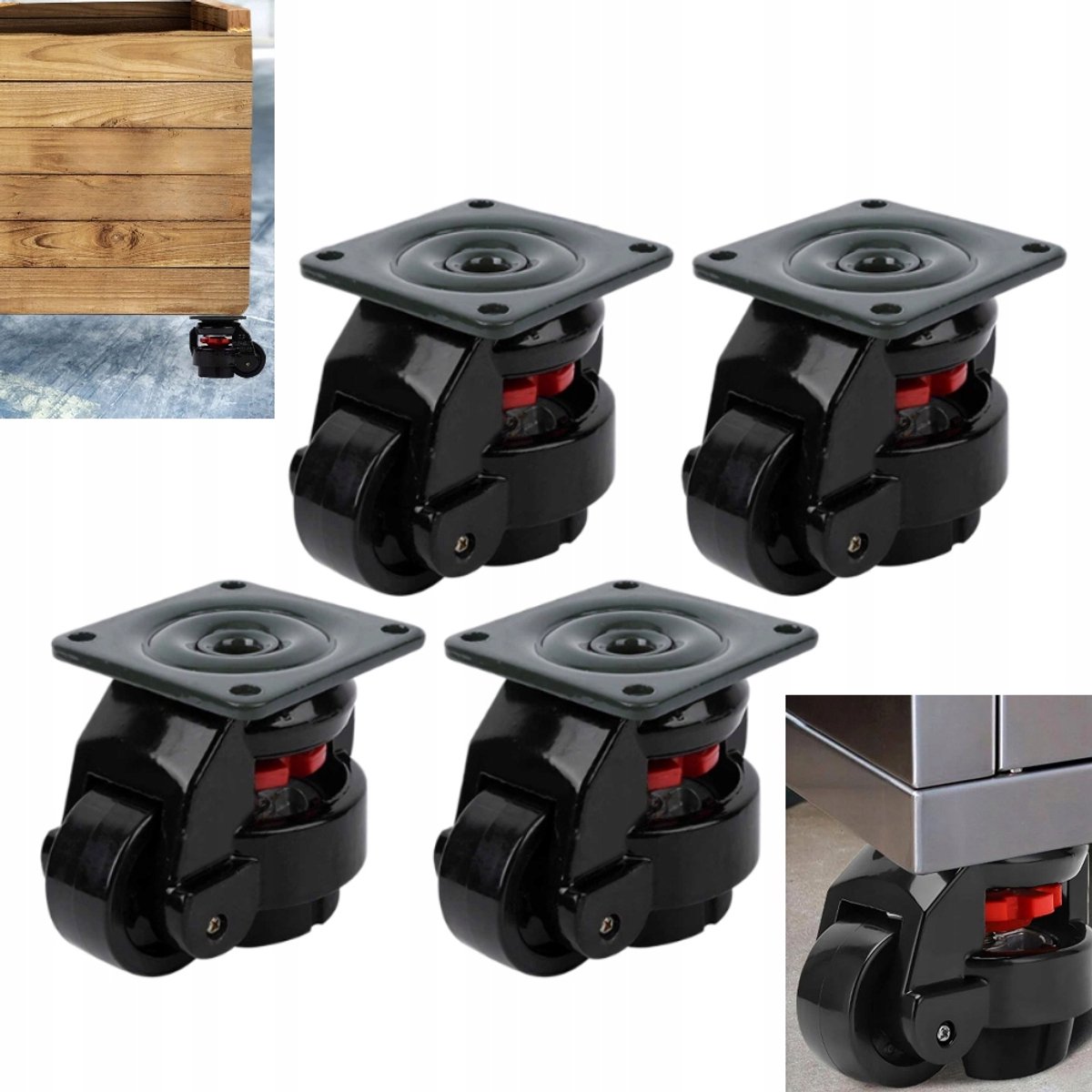 4x Zwenkbare Nivellerende Wielen voor Meubels - Max 500kg