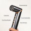 Grijze airstyler met roterende kop, cold shot, 3 luchtsnelheden en 4 warmtestanden.