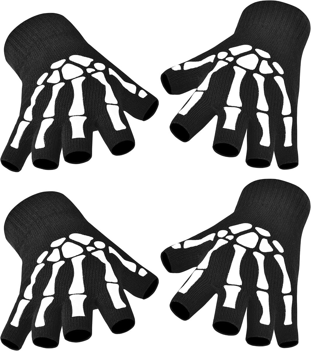 Zwarte Skelet Handschoenen voor Volwassenen - Perfecte Halloween Kostuum Accessoire voor Carnavals en Rollenspellen