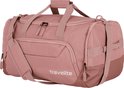 Lichtroze reistas met "travelite" logo en schouderband.