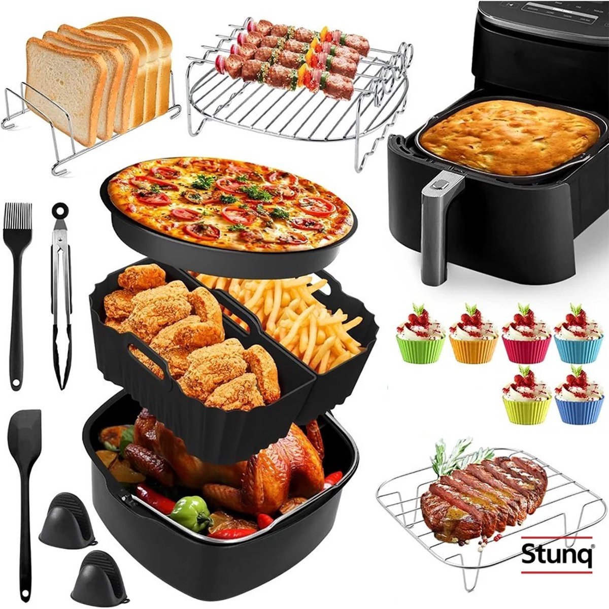 Stunq® Airfryer Accessoires Set voor Cosori en Ninja - 12 Delig