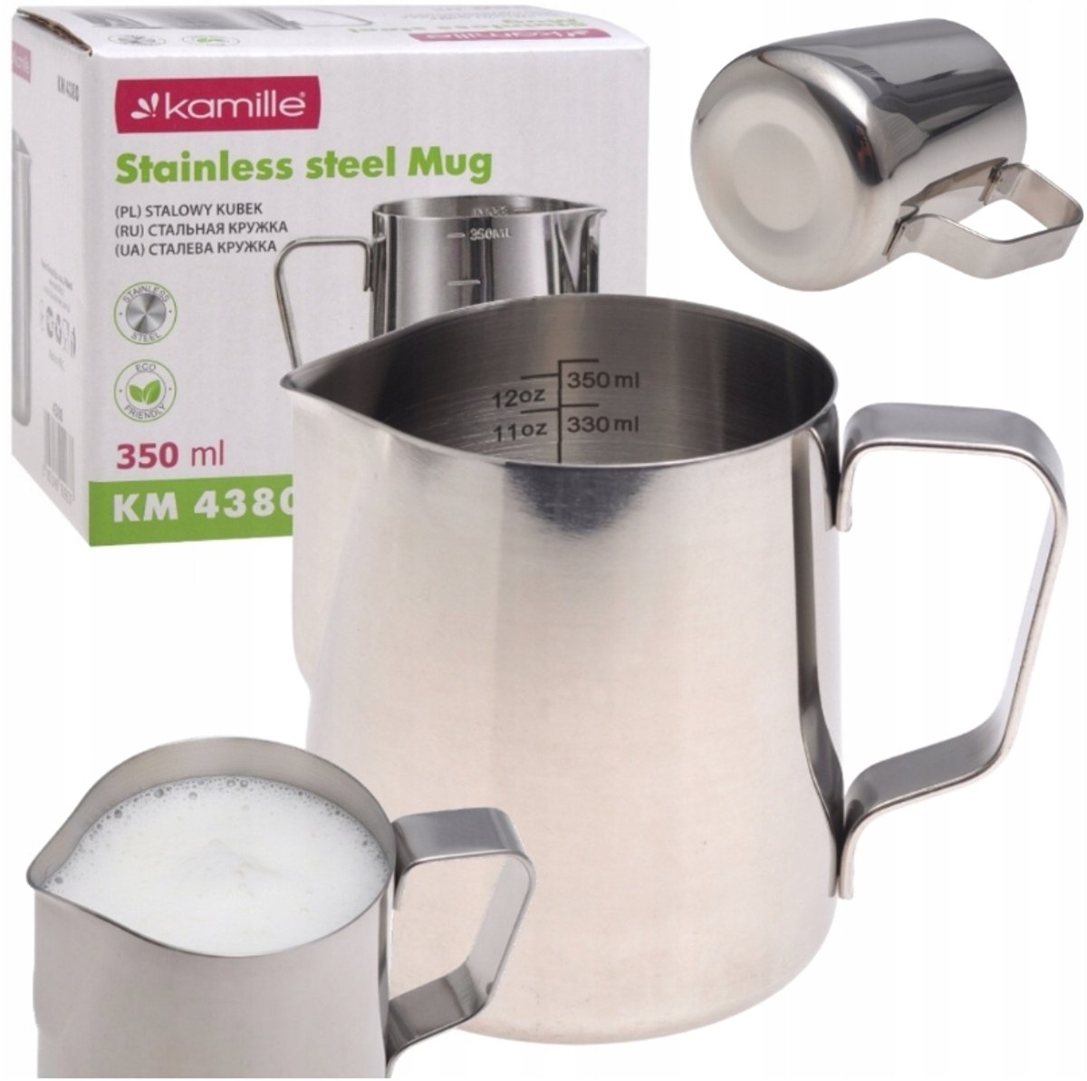 Kamille RVS Mok met Maatstreep 0.35L - Ideaal voor Camping & Keuken