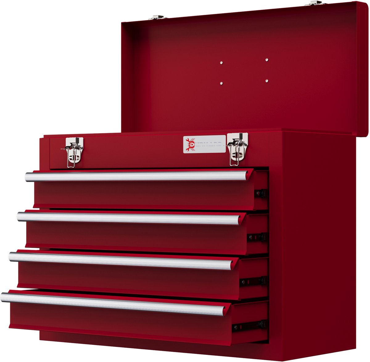 Gereedschapskoffer - met 4 laden - Staal Gereedschapskoffer - Vergrendelbare Toolbox - rood