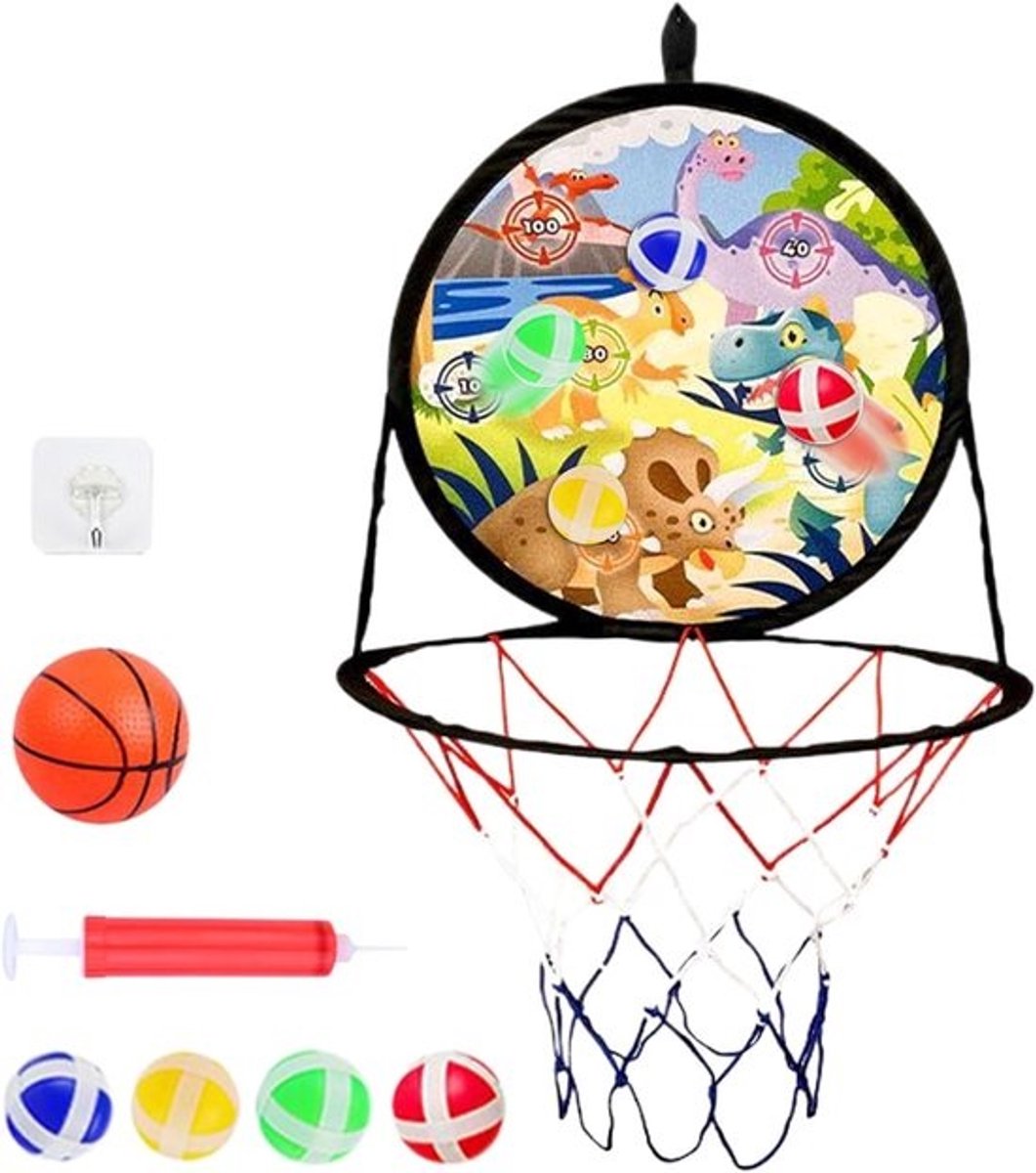 Basketbal Ring Dartbord - Spel Set - Binnen Spelen - 2 In 1 Functie - 395 x 405 cm - Dinosaurus