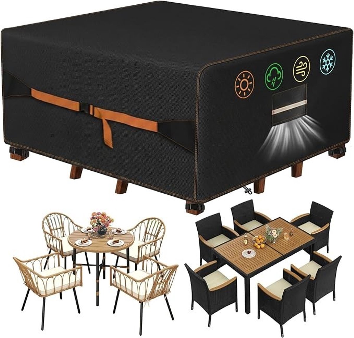 PolkaHome Tuinmeubelhoes 420D Oxford stof waterdicht 250x250x90 cm