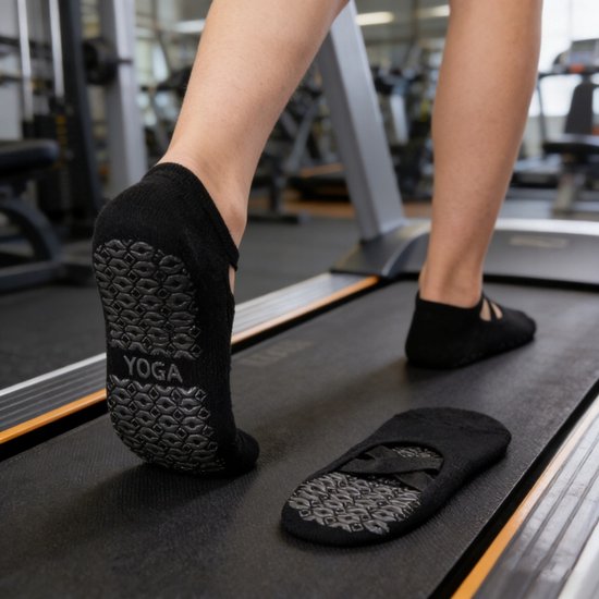 5 Paar Antislip Sokken voor Yoga, Dans & Pilates - Zwart — afbeelding 3
