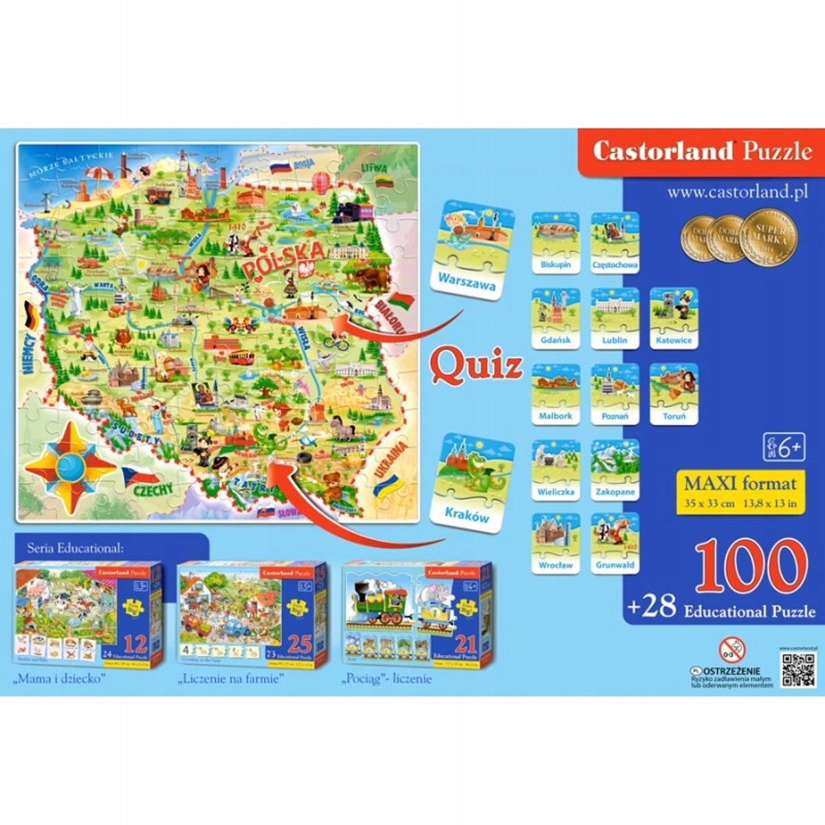 Castorland Educatieve Puzzel: Grote Kaart van Polen voor Kinderen