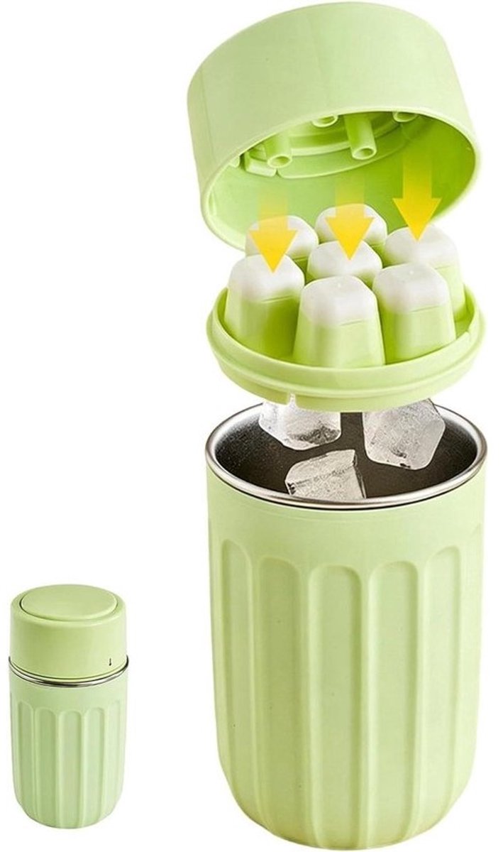 IJsblokjesmaker Beker - Herbruikbare IJsbeker - Dranken Koelen - Druk-ijs-release - 18.5 cm - Groen