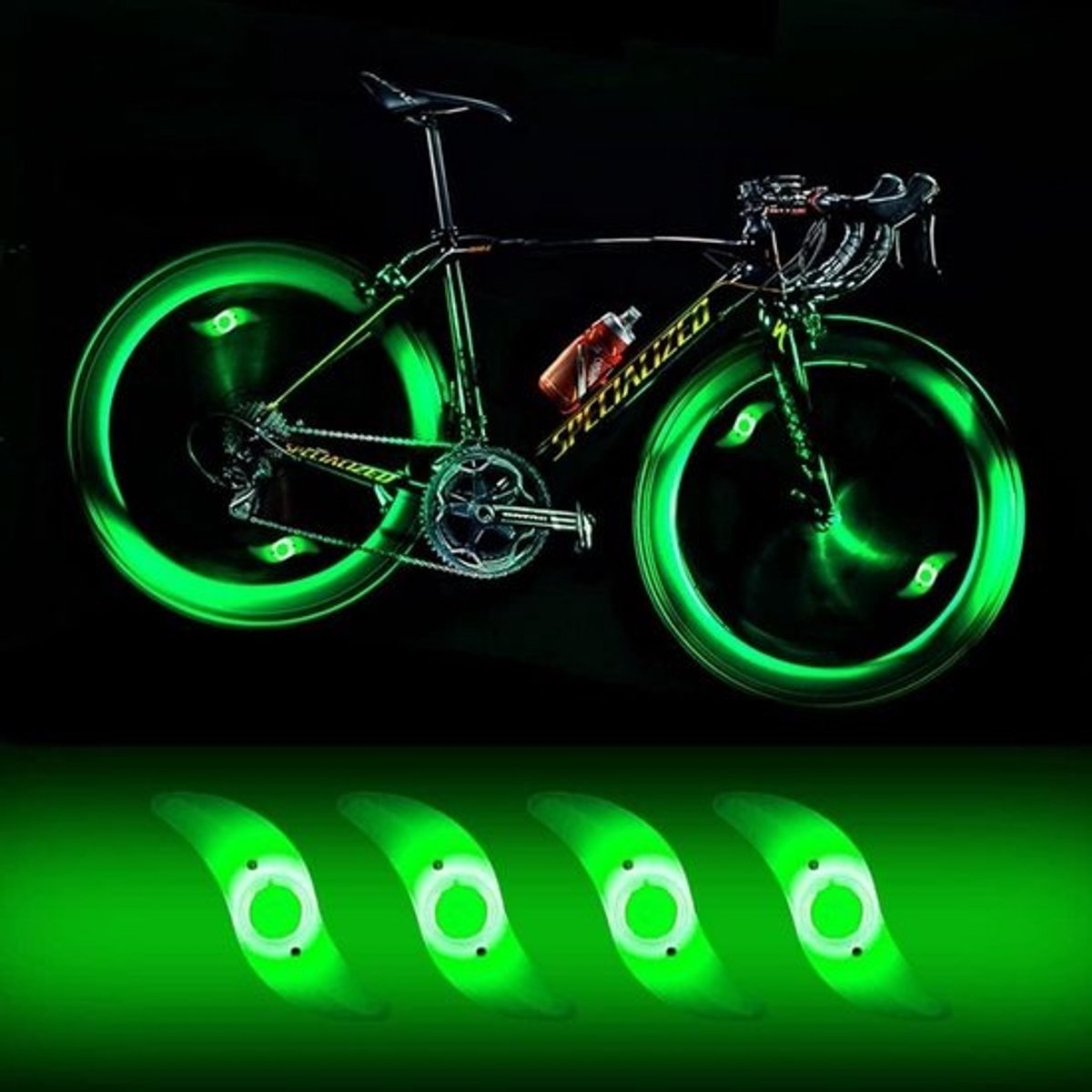Fietswiel Verlichting - Spaaklampen Fiets - Veilig Fietsen - Waterdicht ABS Materiaal - 4 stuks - Rood