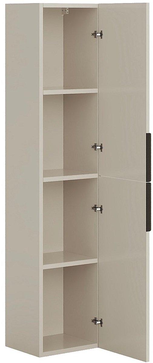 Vente-unique Zwevend badkamermeubel met ribbelstructuur met inbouwwastafel en kast - Beige kleur - 120 cm - DALIKO