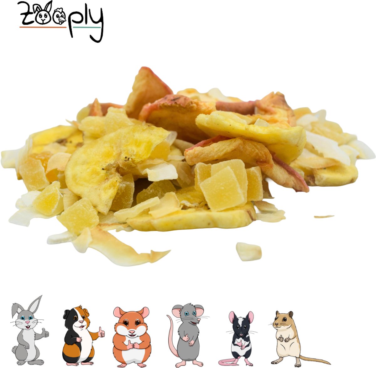 Zooply Gele fruitmix - Kruiden & Snacks - 100% natuurlijk - Voor konijnen & cavia's - 150 gram