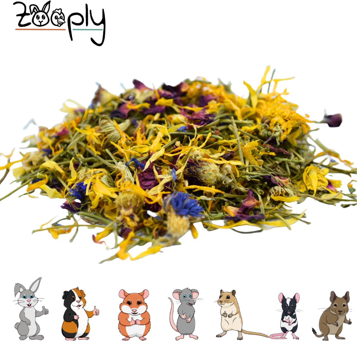 Zooply Weidebloemmix - Kruiden & Snacks - 100% natuurlijk - Voor konijnen & cavia's - 400 gram