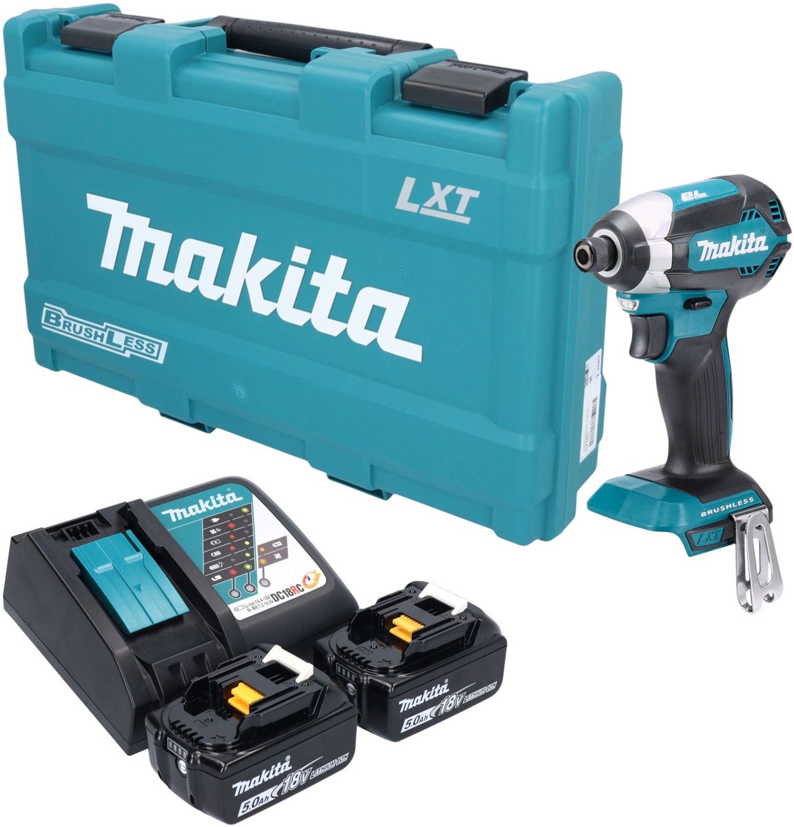Makita DTD 153 RTK accu-slagmoersleutel 18 V 170 Nm 1/4" borstelloos + 2x accu 5,0 Ah + oplader + koffer