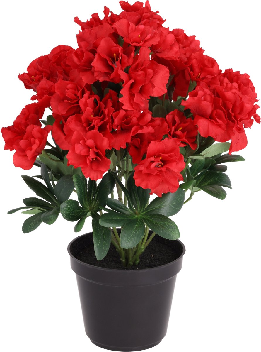 Azalea kunstplant 35cm rood in kweekpot
