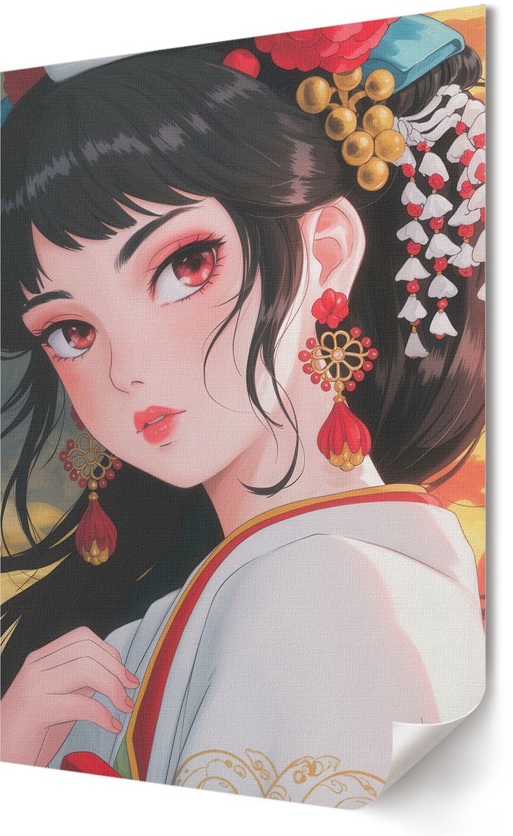 Coloray Polycanvas Wandposter - Anime-Look, Illustratie - 420 x 594 - Rood Motief - Rechthoek - Muurkunst - Woonkamer, Slaapkamer, Kantoor - Anime/manga