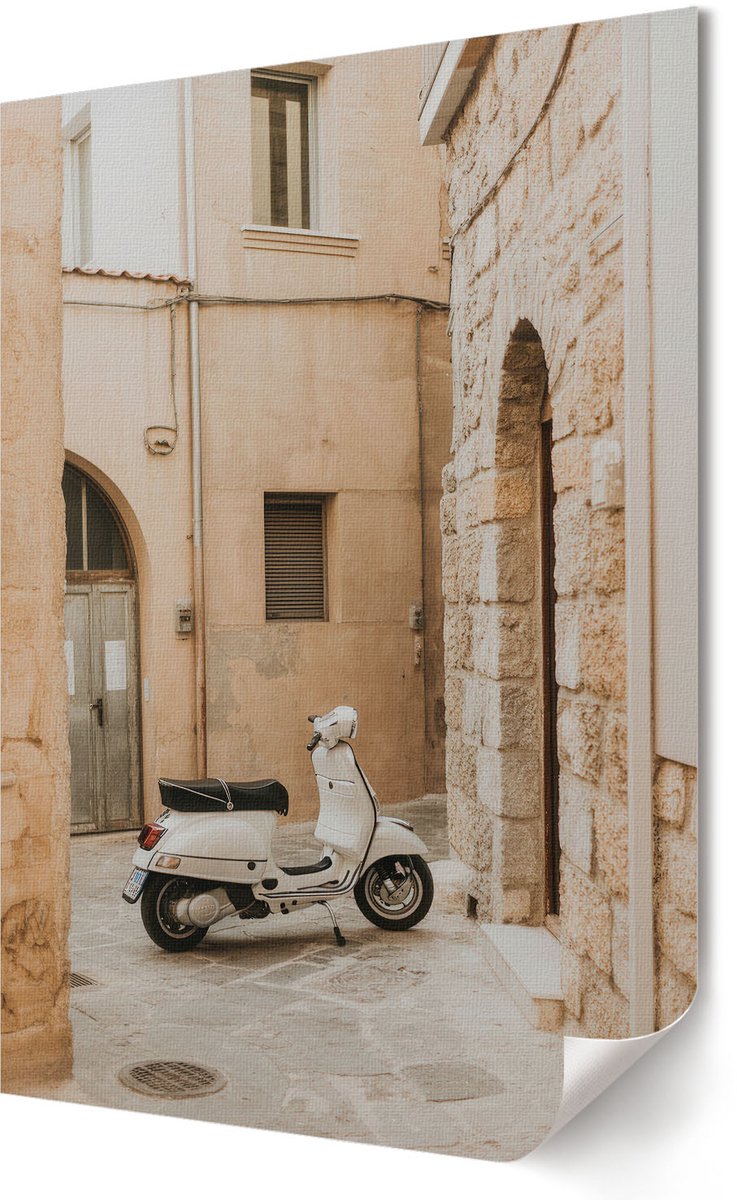 Coloray Polycanvas Wandposter - Italiaanse Straat, Fotografie - 594 x 840 - Beige Patroon - Rechthoek - Interieurdecoratie - Kantoor - Klassiek