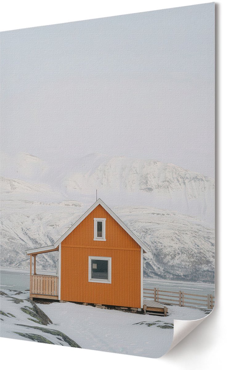Coloray Polycanvas Wandposter - Berghuisje, Fotografie - 594 x 840 - Wit Poster - Rechthoek - Interieurdecoratie - Kantoor - Rustiek