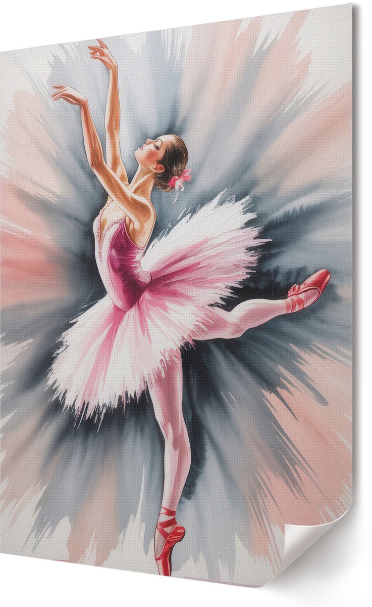 Coloray Polycanvas Wandposter - Schilderij Van Een Ballerina, Schilderen - 420 x 594 - Roze Kunst - Rechthoek - Interieurdecoratie - Woonkamer, Slaapkamer, Kantoor - Expressief