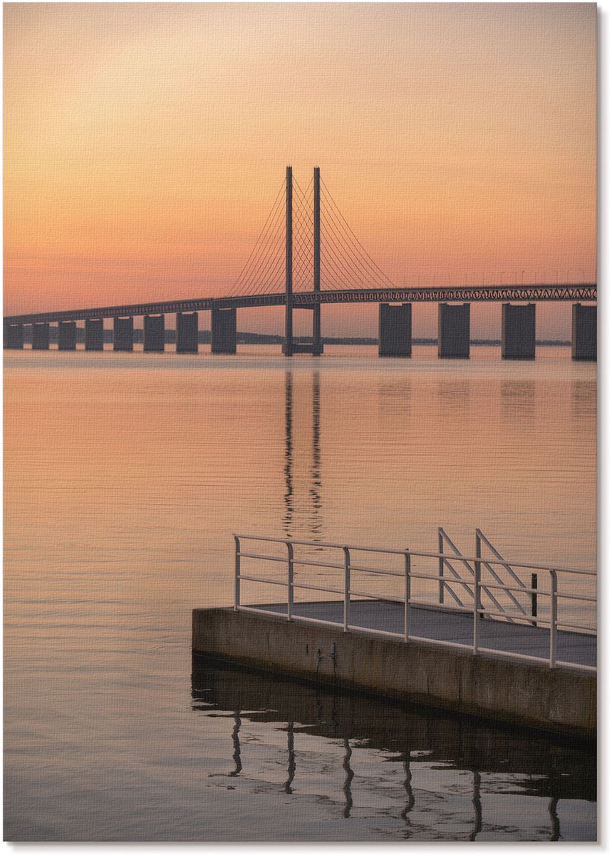 Tulup Polycanvas Wandposter - Vredige Brug, Fotografie - A4 - Oranje Design - Rechthoek - Wandkunstwerk - Woonkamer, Slaapkamer, Kantoor - Klassiek