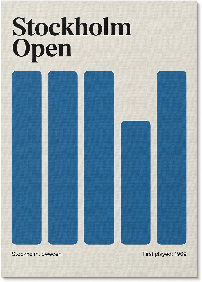 Tulup Polycanvas Wandposter - Stockholm Open, Poster - A4 - Blauw Patroon - Rechthoek - Muurkunst - Woonkamer, Slaapkamer, Kantoor - Modern