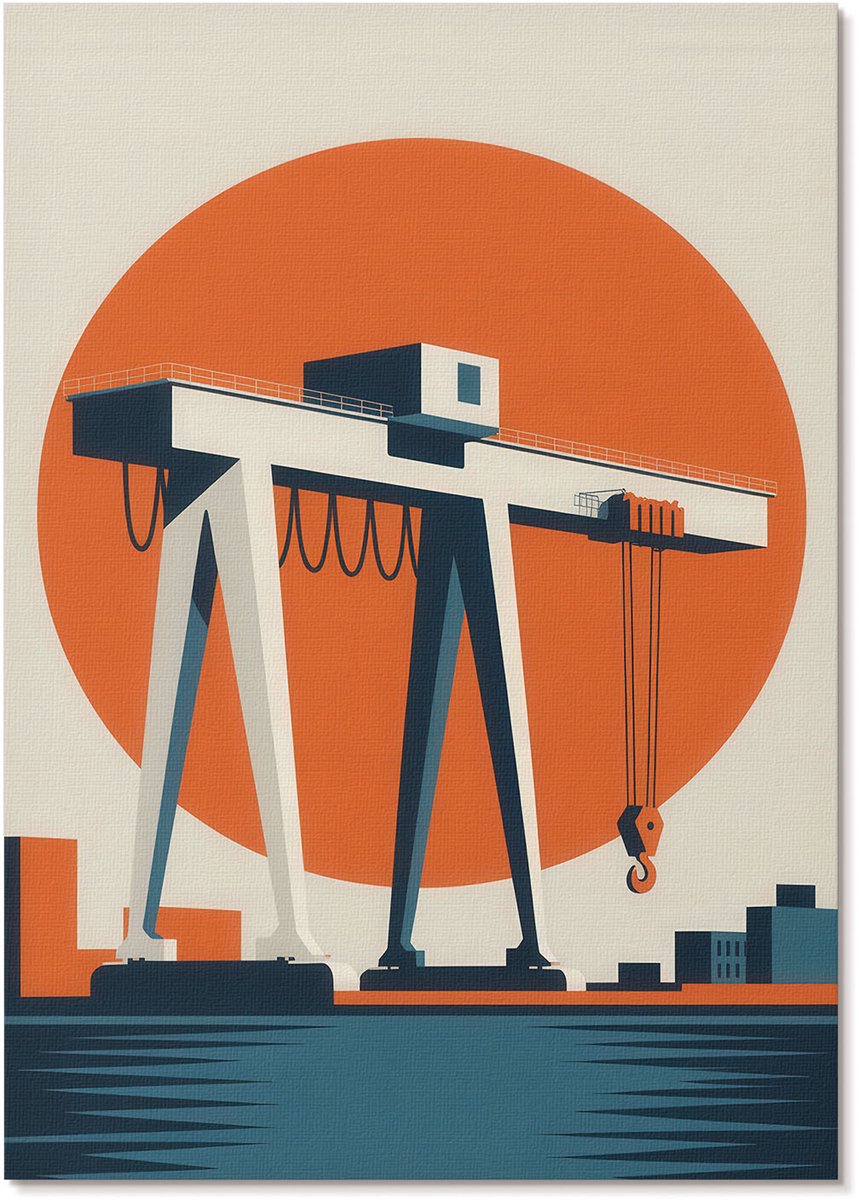 Tulup Polycanvas Poster - Retro Kraan, Fotografie - A4 - Oranje Kunst - Rechthoek - Decoratieve poster - Woonkamer, Slaapkamer, Kantoor - Industrieel