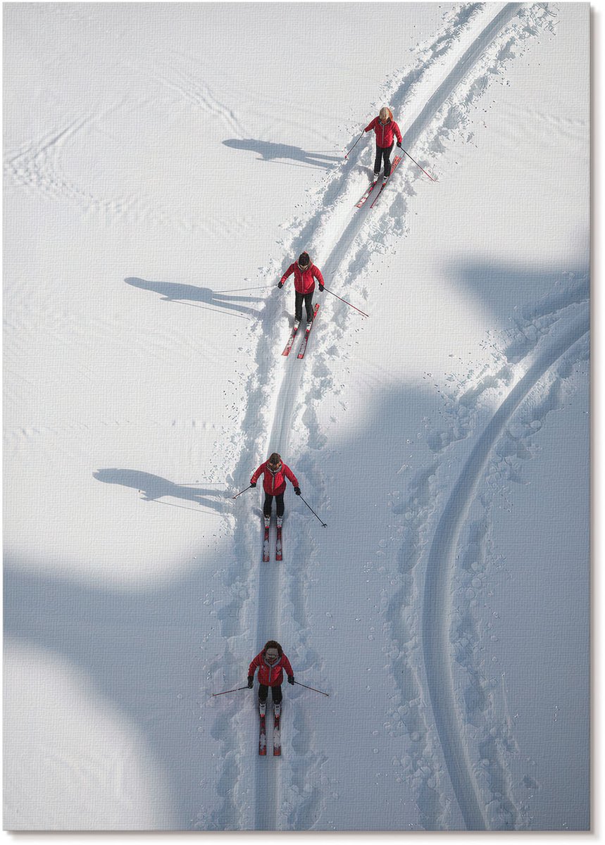 Tulup Polycanvas Wandposter - Ski-Avontuur, Fotografie - A4 - Wit Wanddecoratie - Rechthoek - Muurkunst - Woonkamer, Slaapkamer, Kantoor - Modern