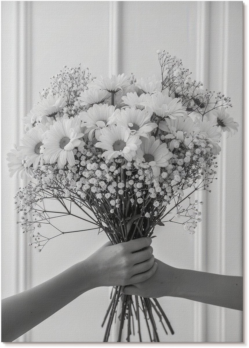 Tulup Canvas Poster Polycanvas - Witte Bloemen, Fotografie - A4 - Wit Poster - Rechthoek - Decoratieve poster - Woonkamer, Slaapkamer, Kantoor - Klassiek