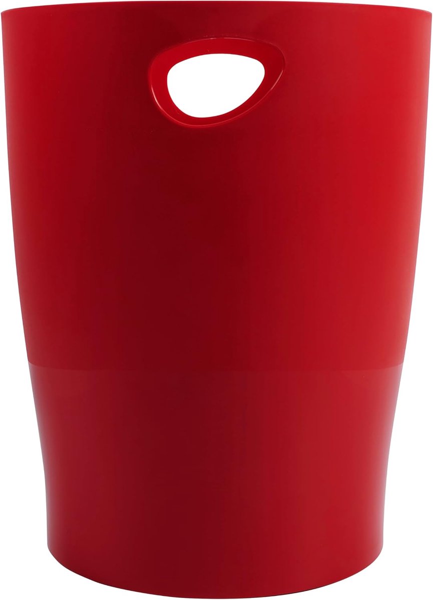 Prullenbak van gerecycled plastic, 15 liter, 26,3 x 26,3 x 33,5 cm, doorschijnend karmijnrood