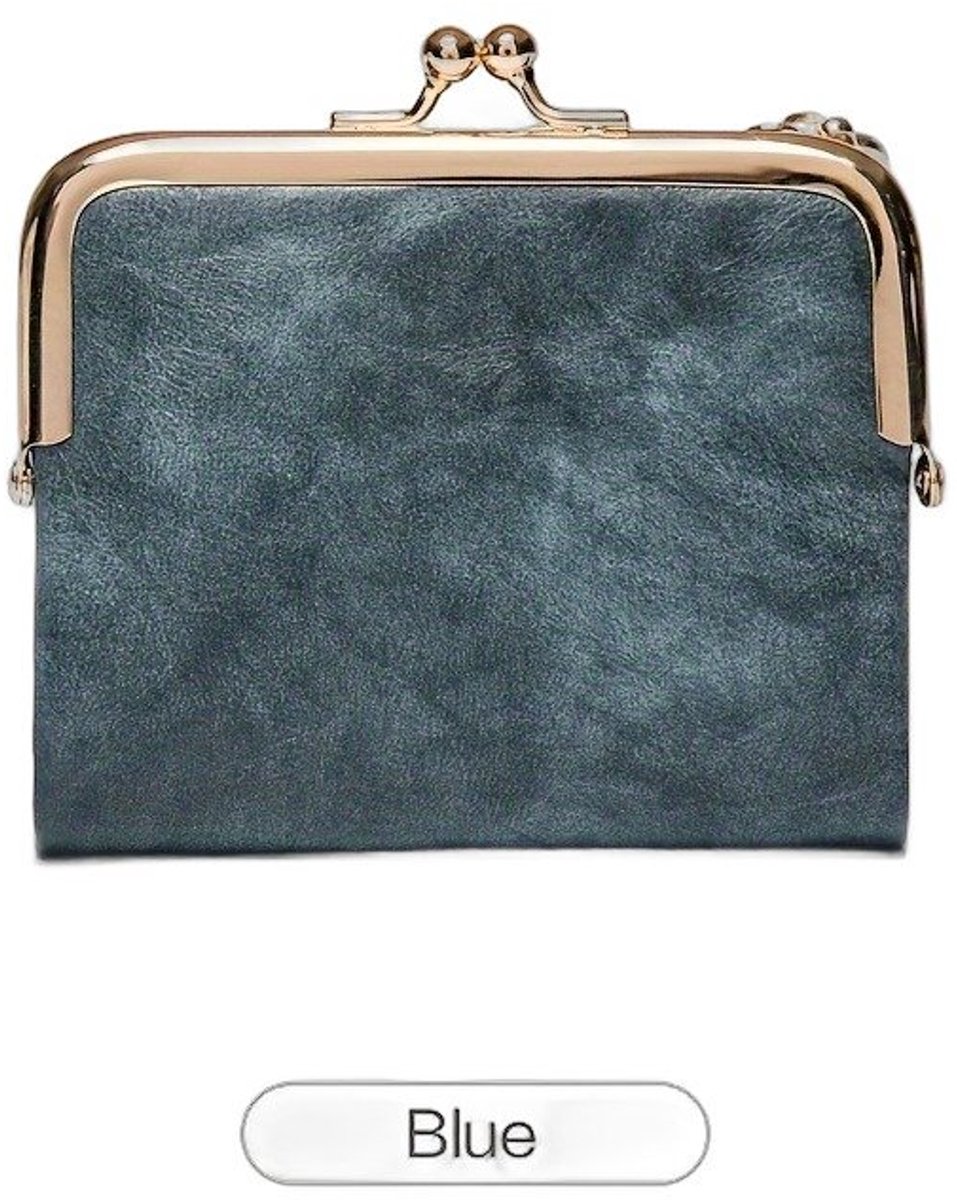 Currero Portomonee - Portemonnee Dames & Heren - RFID Anti Skim - Pasjeshouder - Klein Model - Met Rits - Kunstleer - Blauw