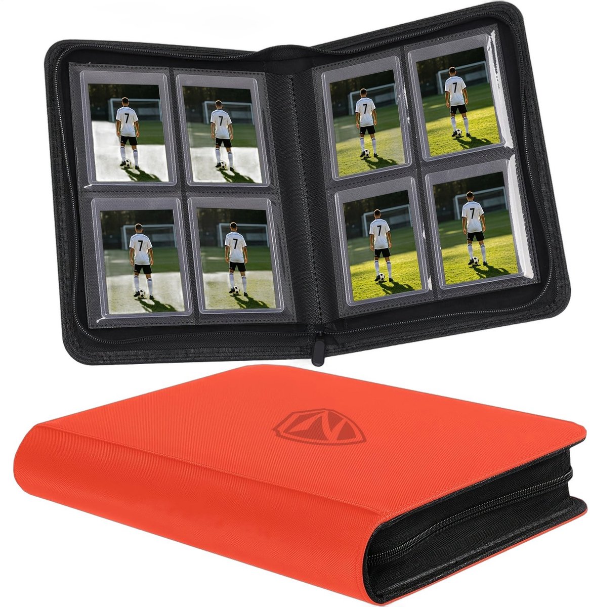 Currero Toploader Binder - Verzamelmap Kaarten - Geschikt voor Pokemon - 4 Pocket - 9 Pocket - 12 Pocket - Trading Card Map - Toploadermap - Oranje - 128 Kaarten