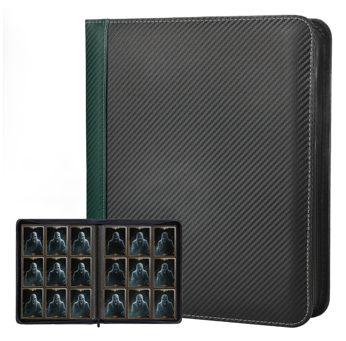 Currero Toploader Binder - Verzamelmap Kaarten - Geschikt voor Pokemon - 4 Pocket - 9 Pocket - 12 Pocket - Trading Card Map - Toploadermap - Groen