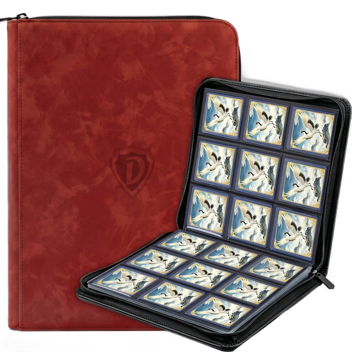 Currero Toploader Binder - Verzamelmap Kaarten - Geschikt voor Pokemon - 4 Pocket - 9 Pocket - 12 Pocket - Trading Card Map - Toploadermap - Rood - 288 Kaarten