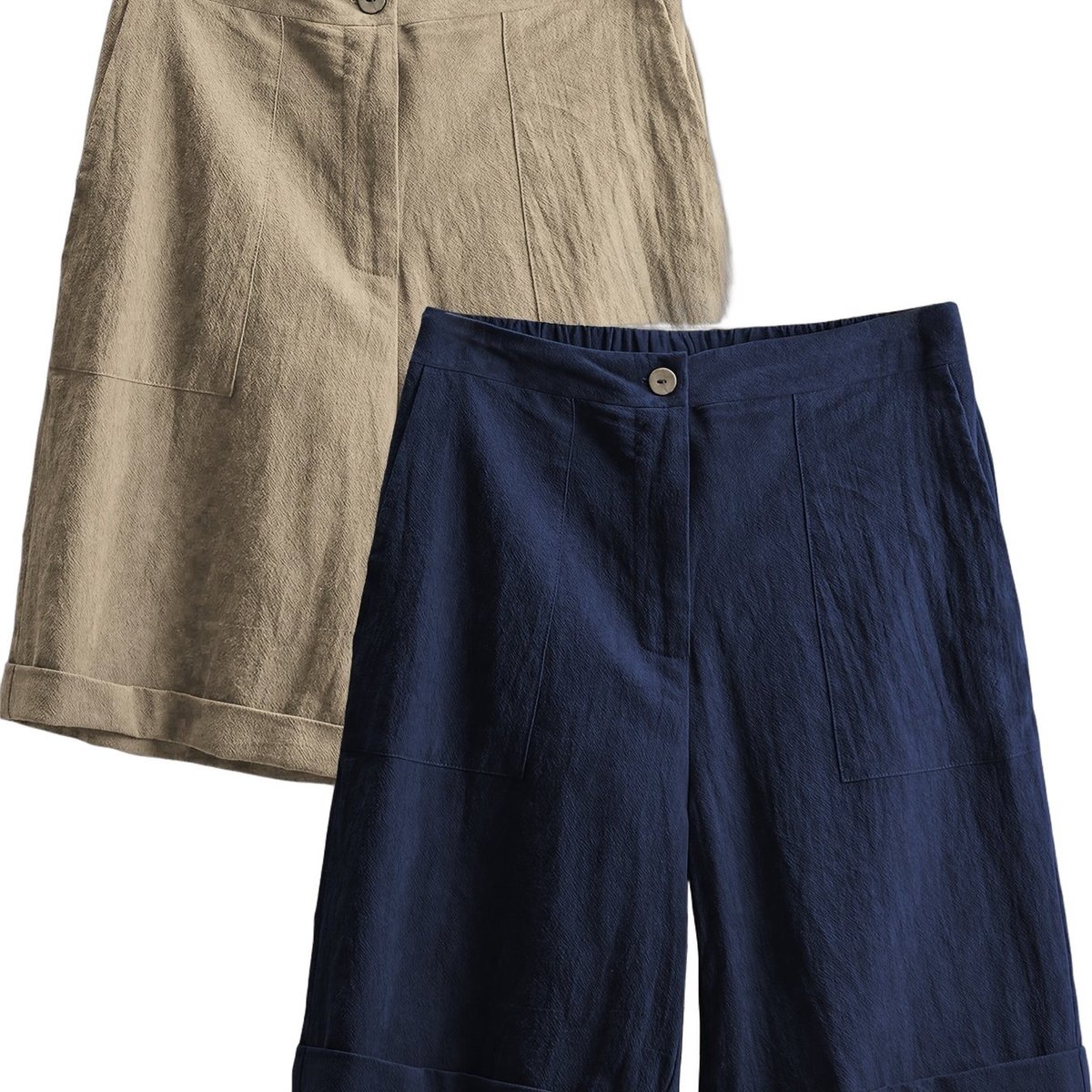 Currero Jorts Dames Jeans Short Korte Spijkerbroek Baggy Fit – Cargo Short Zomer Grote Maten Kaki+ Marineblauw