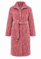 Peignoir polaire femme - robe de chambre femme avec boutons et ceinture - doux et chaud - rose - taille XXL