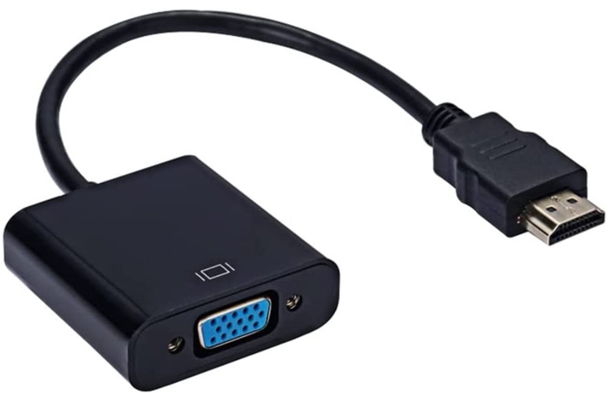 HDMI naar VGA-adapter/converter, ondersteunt Full HD 1080P, zwart.