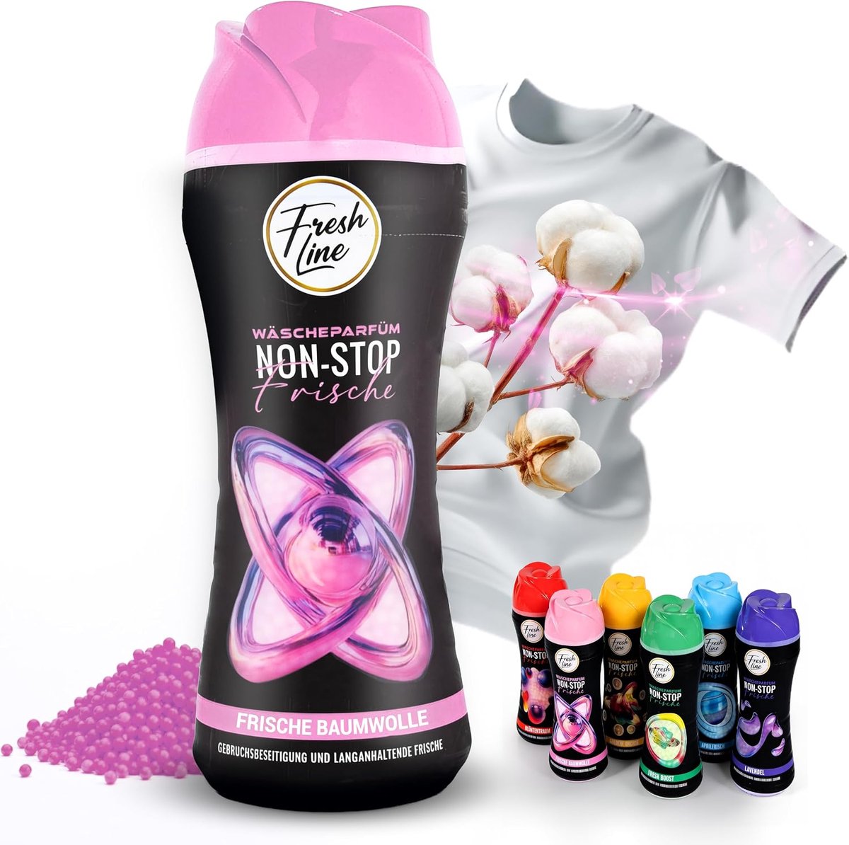 Fresh Line® - Wasverfrisser (3 pack) - Katoen Fris - Wasparfum - Geurparels - 3 x 300 g