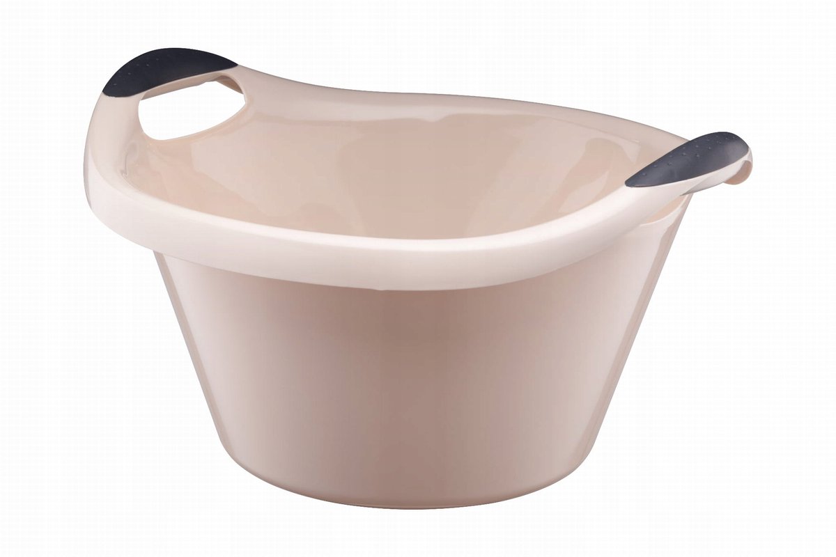 Ovale kunststof waskom 15L, beige - stevig en veelzijdig