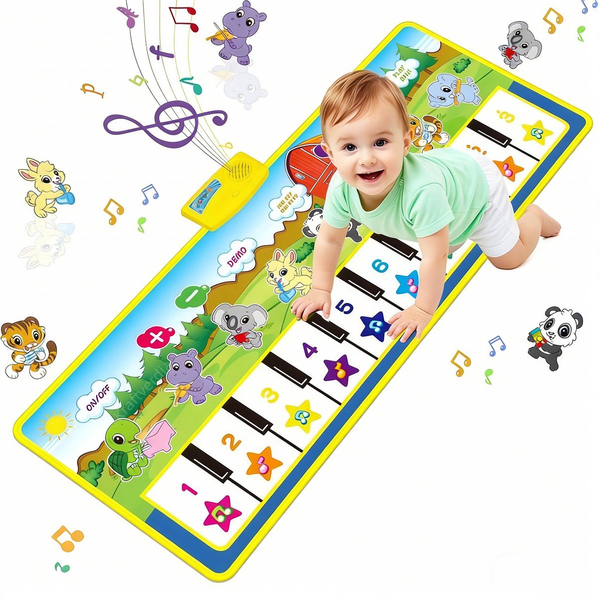 Muziekmat-Pianomat - Sensorisch speelgoed voor kinderen-Speelmat - Bosdieren - Geschikt voor kinderen van 1 tot 3 jaar - Vroegeducatieve multifunctionele muziekmat voor peuters-Bevorderlijk voor de zintuiglijke en cognitieve ontwikkeling van kinderen