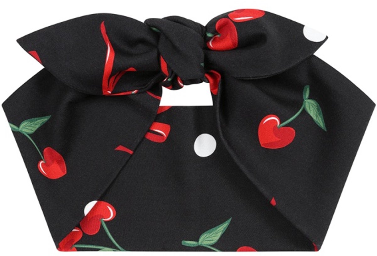 Banned - Cherries And Bow Bandana - Zwart