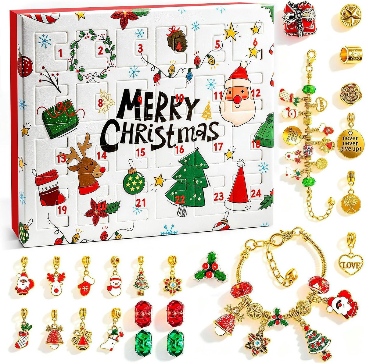 2026 Kerstkalender - Adventskalender - Kalender 2026 - Blind Boxes - Versieren - Armbanden - Kerst Countdown - DIY Kit Armband Sieraden Creëer Sieradencreaties - Meisjes Kerstcadeau
