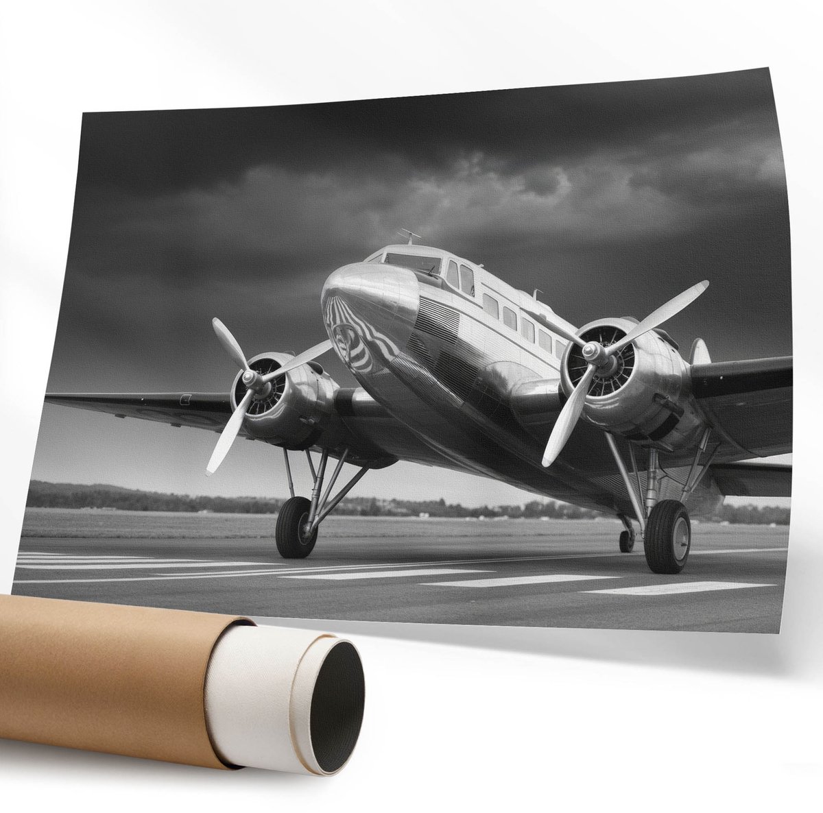 Coloray Canvas Poster Polycanvas - Stoomtrein, Fotografie - 594 x 840 mm - Groen Patroon - Rechthoek - Decoratieve poster - Kantoor - Klassiek