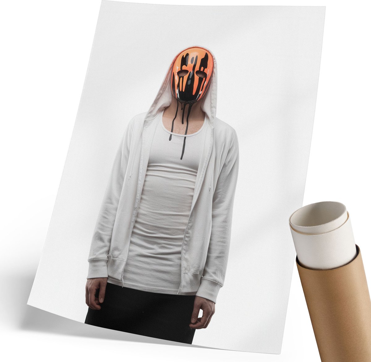 Wallfluent Polycanvas Poster - Duivelshand, Illustratie - 297 x 420 mm - Rood Design - Rechthoek - Wandkunst - Woonkamer, Slaapkamer, Kantoor - Futuristisch