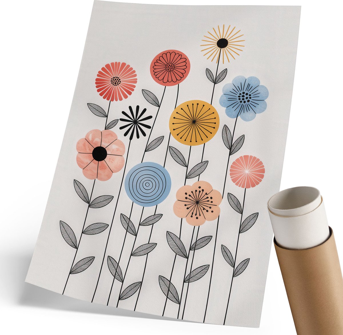 Wallfluent Canvas Poster Polycanvas - Stadsnacht, Blauw - 297 x 420 mm - Wit Poster - Rechthoek - Decoratieve poster - Kantoor - Modern