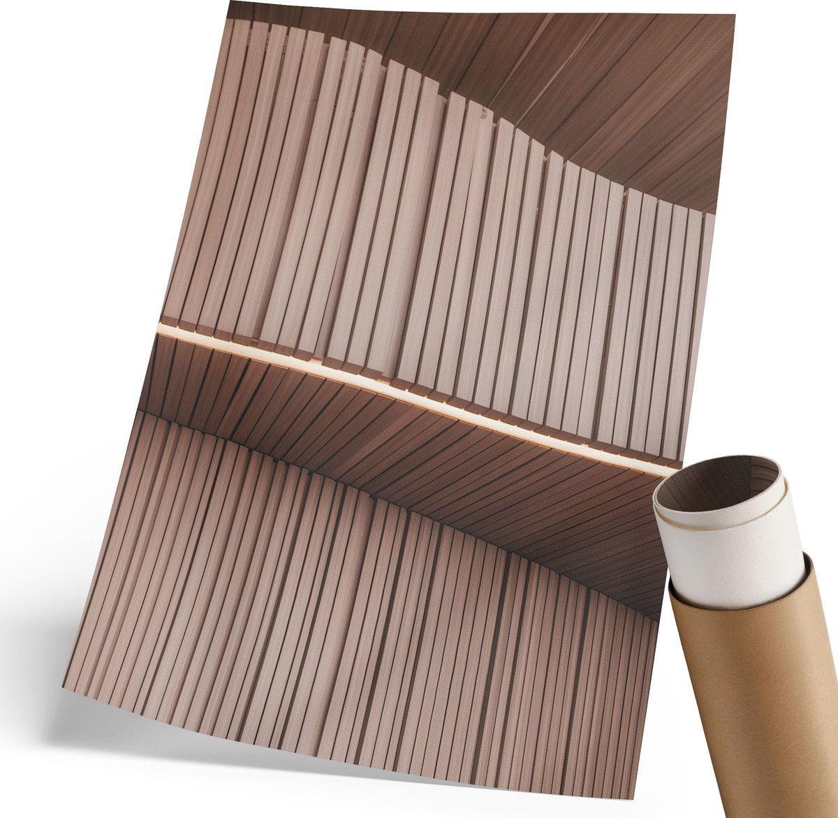 Coloray Polycanvas Wandposter - Houten Panelen, Fotografie - 210 x 297 mm - Bruin Illustratie - Rechthoek - Wandkunstwerk - Woonkamer, Slaapkamer, Kantoor - Modern